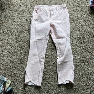 Pink  jeans with frill on bottom